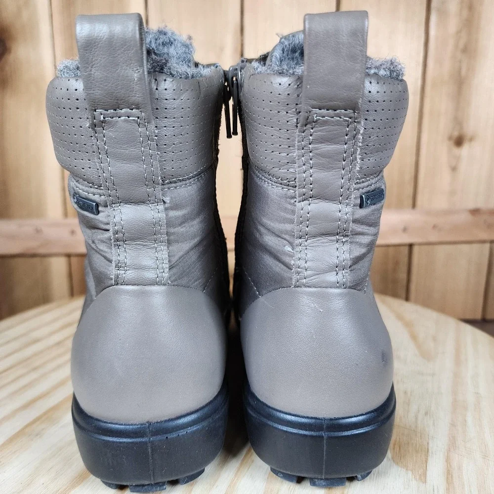 ECCO Soft 7 Gore-Tex Boots Womens 6.5 Gray Leather‎ Waterproof Ankle Snow Winter